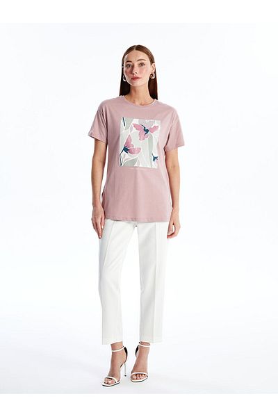 LC Waikiki New Season Crew Neck Printed Short Sleeve Women's T-Shirt - S4Nb79Z8