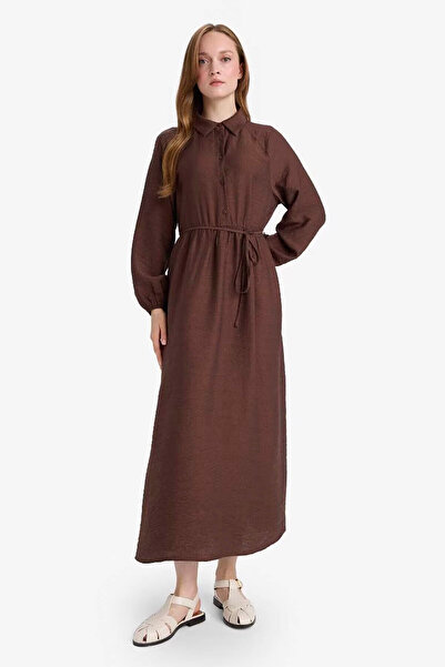 DeFacto Relax Fit Judge Collar Long Sleeve Dress F5068Ax25Au