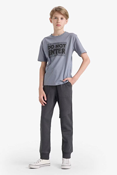 DeFacto Ανδρικό αθλητικό παντελόνι με ελαστική μέση ανθρακί F3806A8/AR15