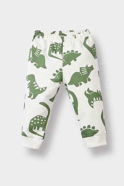 DeFacto 2-Piece Dinosaur Printed Sweatshirt Sweatpants Ecru Baby Boy Bottom-Top Set F0201A5/Er85