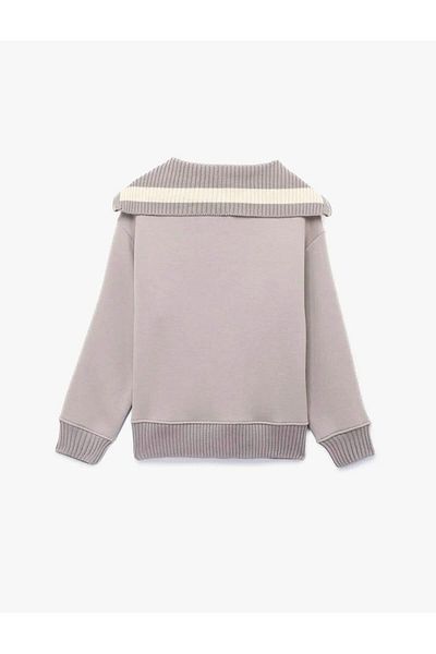 Koton Gray Women's Sweatshirt with Half Zipper 6Wal10139Ik