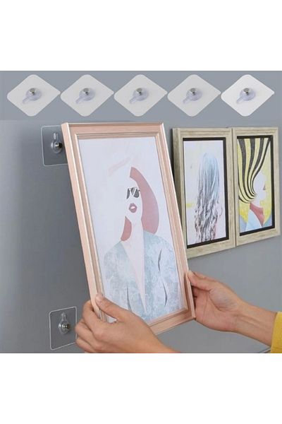 shopwave Super Strong Frame Hanger Pin Holeless Screw Nail Hook Adhesive Shelf Holder Hanger 5Pcs (5047)