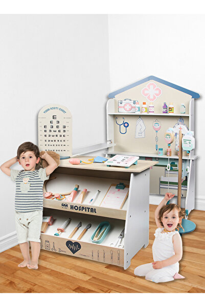 Ma Baby Pretend Hospital Kids Doctor Kit, Wooden Doctor Play Set w/Plenty of Medical Toy Accessories