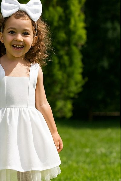 Shecco Babba White Girl Tutu Dress Crown Set 1-10 Years Old Birthday Dress