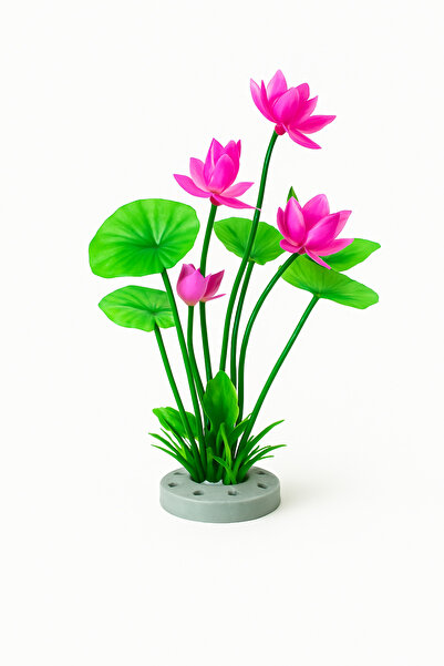 OEM Planta Artificială Lotus Roz pentru Acvariu – Decor Realist, Non-Toxic, 20cm