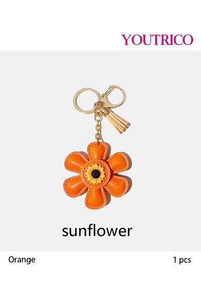Youtrico 1pcs Leather Sunflower Cute Cartoon Bag Charm, Keychain