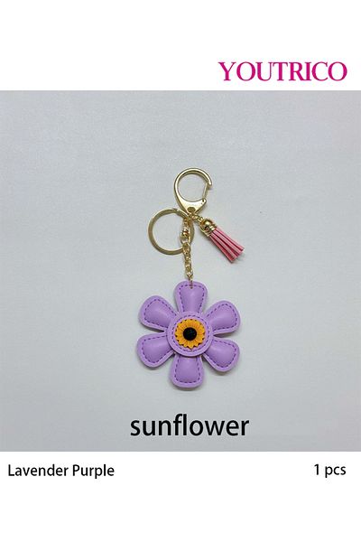 Youtrico 1pcs Leather Sunflower Cute Cartoon Bag Charm, Keychain
