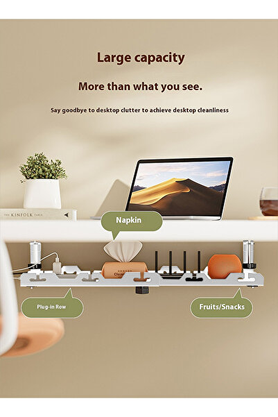 KidLe Cable Management Under Desk No Drill Under Desk Cable Management Tray -Sturdy Steel Desk Cord