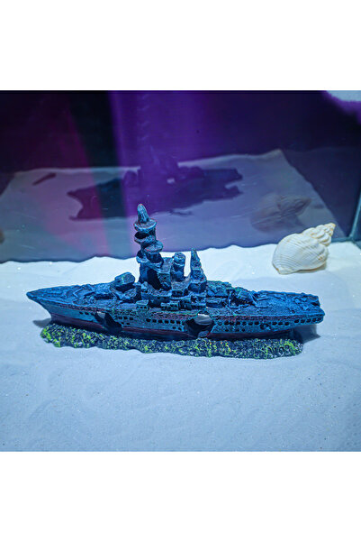 OEM Epavă Decorativă pentru Acvariu – Ornament Realist din Rășină Tip Warship, cu Textură Ruginită