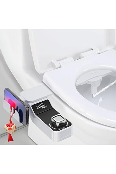 LEBLOU Accesoriu pentru capac de toaletă cu funcție de bideu, suport pentru telefon, duze retractabile duble, autocurățare