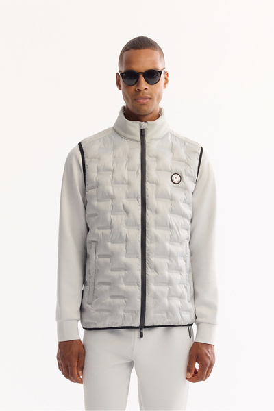 Avva Men's Gray Stand Collar Zipper Detailed Puffer Vest A52Y6583