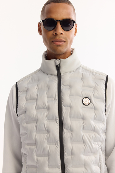 Avva Men's Gray Stand Collar Zipper Detailed Puffer Vest A52Y6583