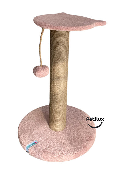 Petilux Jute Drawstring Single Scratching Post with Cat Head Figure Step Top