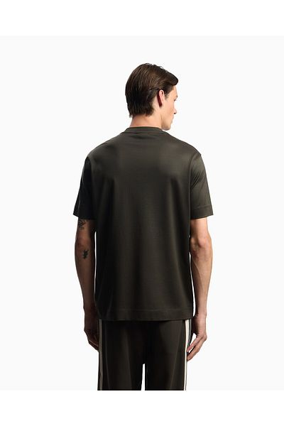 Emporio Armani Men's Crew Neck Short Sleeve Jersey Domed Logo Brown T-Shirt Em002838 Af10761-U8120