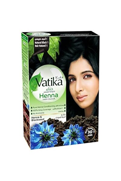 Vatika لون أسود طبيعي لشعر صحي ومغذي، 60 جرام