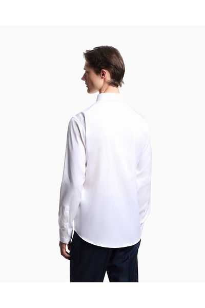Emporio Armani Men's Regular Fit Long Sleeve Button Closure Cotton White Shirt Em000196 Te10156-U0002