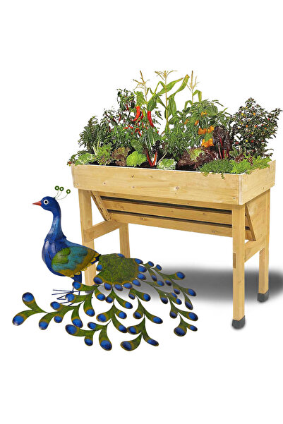 OEM Metal garden decoration Peacock with side tail 49x76x18 cm
