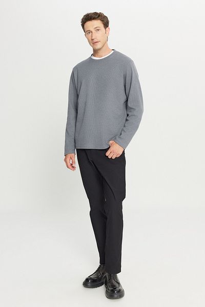 AC&Co / Altınyıldız Classics Men's Gray Cotton Standard Fit Regular Cut Crew Neck Sweatshirt