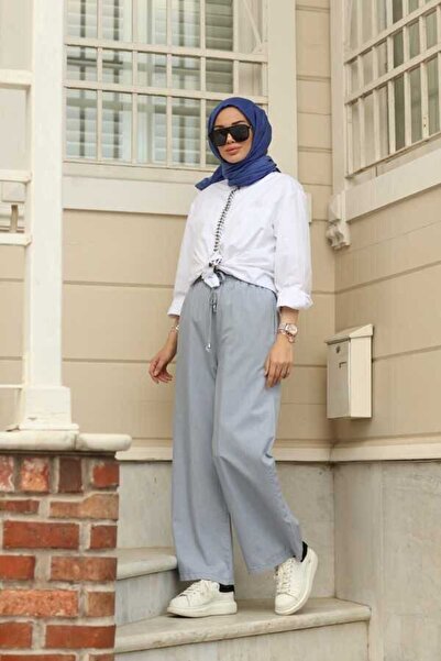 Neways 1105-Elastic Denim Trousers Light Blue