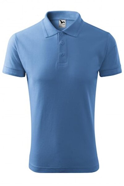 Malfini Tricou polo bărbătesc din material piqué, albastru deschis, mărimea L
