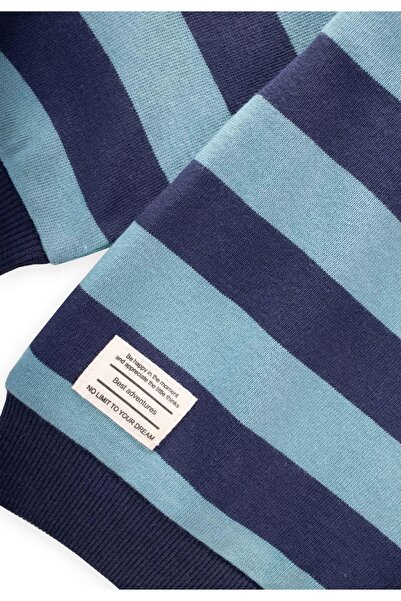 Cigit Ριγέ Πλεκτό Φούτερ 2-12 ετών Mint Navy Blue