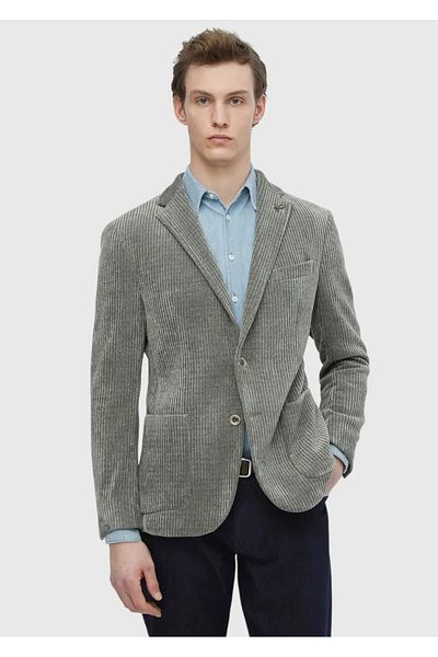 Ramsey Light Green Patterned Shirt Shoulder Slim Fit Jacket