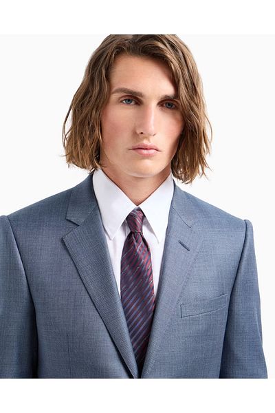 Emporio Armani Men's Jacquard Logo Pure Silk Fabric Burgundy Tie 340075 2R605-00490