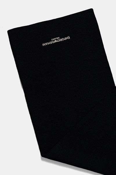 Emporio Armani Men's Wool Smooth Knitted Fabric Logo Embroidered Black Shawl & Scarf & Kerchief Em003713 Af18241-U8120