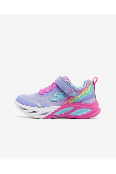 SKECHERS Cosmic Glow Rainbow Beam Big Girl's Purple Lighted Sneaker 303709L Lvmt