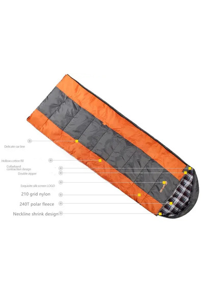 ACTION ONE Fairy hooded envelope sleeping bag, 220x80 cm, orange