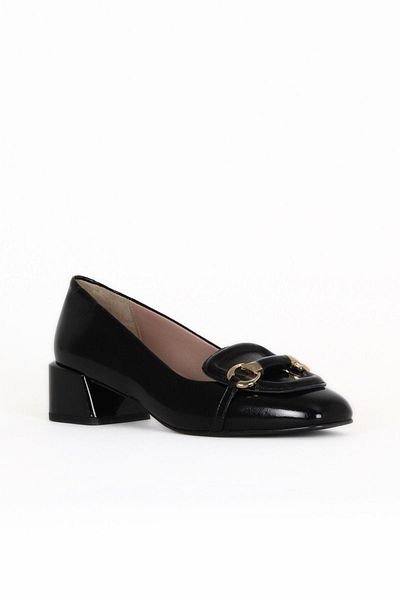 Bueno Shoes Black Wrinkled Patent Leather Women's Heeled Shoes 33Wa7711