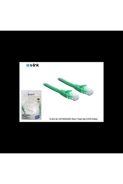 S-LINK Sl-Cat6030Gr Cat6 Patch 30cm Cable (Green)