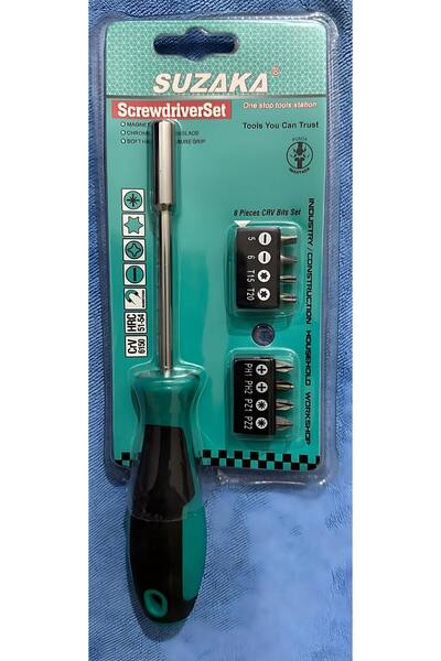 SUZAKA أساسيات مفك براغي مغناطيسي مكون من 9 قطع في 1