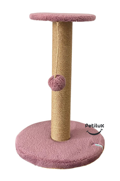 Petilux Jute Drawstring Single Scratching Post with Cat Head Figure Step Top