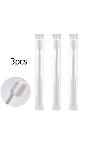 Choice5 3PC-White Flat Sets Adult Toothbrush Ultra Soft-bristled Toothbrush Nano Toothbrush for Sensitive Gu