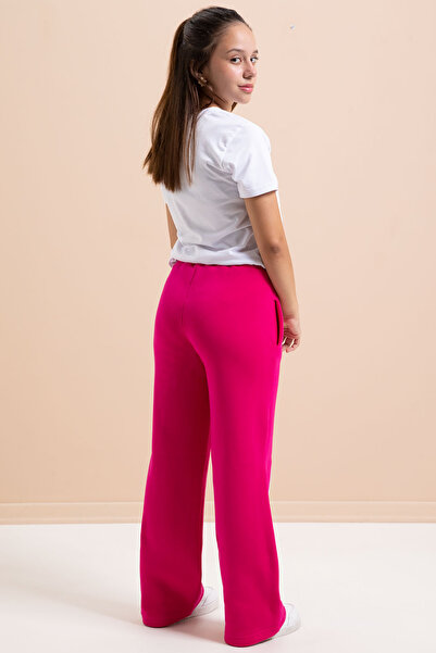 Cansın Mini Φούξια Φαρδιά Παντελόνια Κοριτσίστικα Βασικά Φούτερ με Φούστα 21278