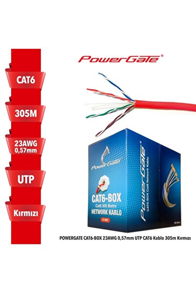 Powergate Cat6-box-or، 23awg، 0,57 مم، Utp، كابل Cat6، 305 م، برتقالي