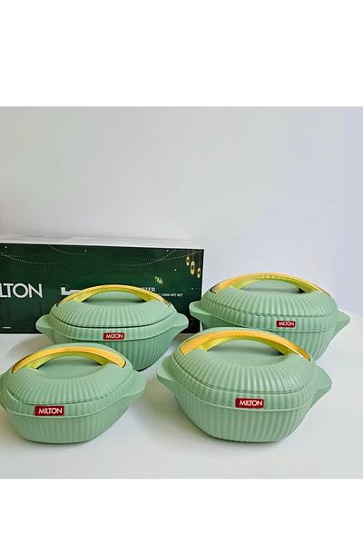 Milton Milton 4-Piece Food Container Set with Stainless Steel Inner and Heat-Resistant Rim