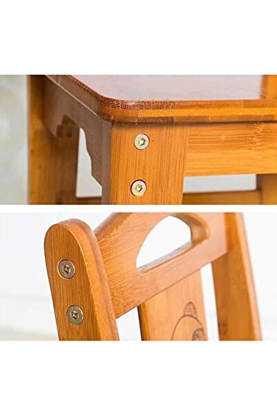 Türkiye Step Stool for Kids Toddlers Adults - Portable Small Bamboo Foot Stool - Kitchen Bathroom Bedroom (B