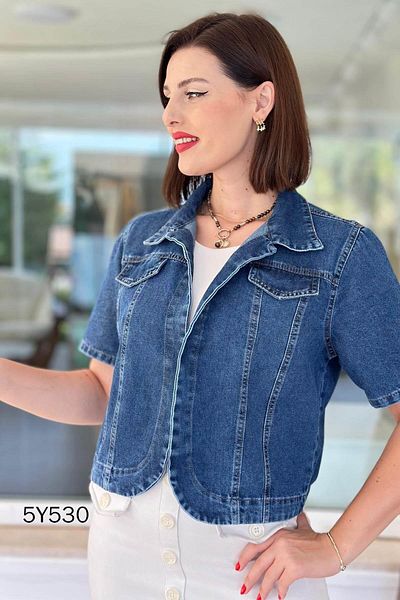 İnce Topuk Short Sleeve Denim Jacket 5Y530