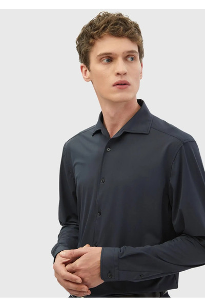 Ramsey Cămașă casual gri, cu croială dreaptă