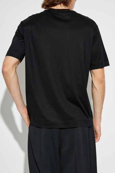 Emporio Armani Men's Crew Neck Pocket Detail Short Sleeve Cotton Black T-Shirt Em002978 Af10761-Uc001