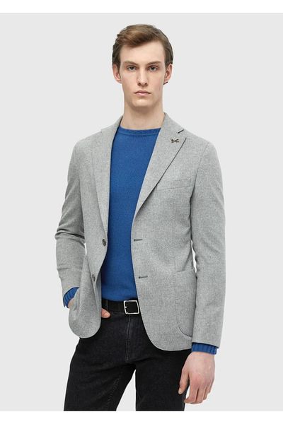 Ramsey Gray Plain Regular Fit 100% Cashmere Jacket