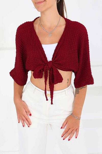 TOFİSA Tie Blouse Claret Red - 27539