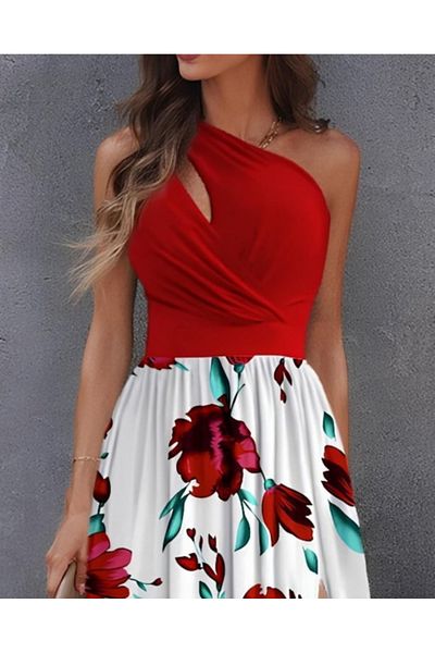 JANES Women S Elegant One Shoulder Long Evening Dress – Sleeveless, Stylish Design |   For Evening & Cocktail & Special Events