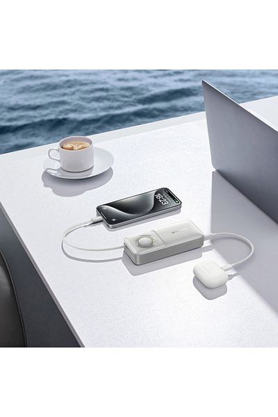 Baseus Free2Pull External Battery, 10000mAh, retractable USB-C cable, 30W, Gray