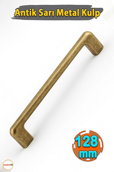 Badem10 Ilıca Metal Handle 128 mm 12.8 cm Antique Yellow Furniture Drawer Kitchen Cabinet Cupboard Handles Handle Handle
