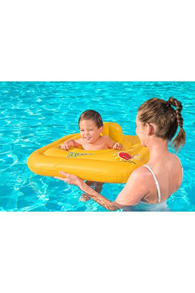 BESTWAY Inflatable Swimming Float for Toddlers, Square 3-Ring Inflatable Baby Boat Float, 24-36 Mont