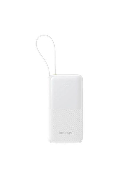 Baseus Bipow 2 External Battery, 20000mAh, built-in USB-C cable, 20W, White