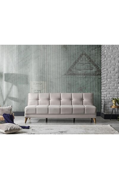 BERFUR HOME GONG 3 Kişilik Oturum, Yatak Olan Kanepe - Krem